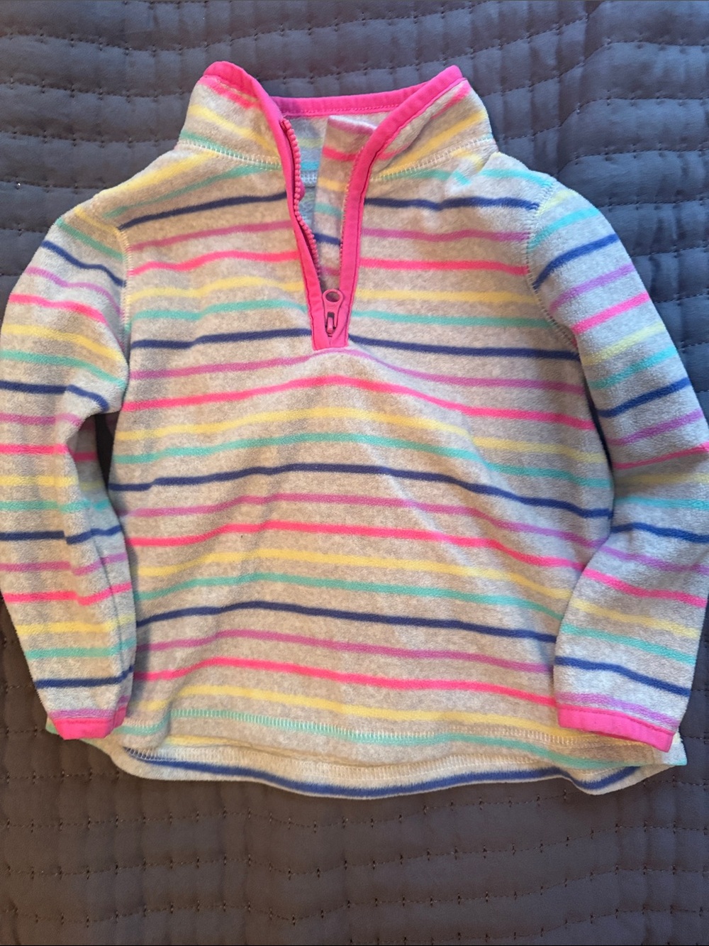 OshKosh B'gosh Girls' Striped Quarter-Zip Pullover - Pink, Blue & Yellow